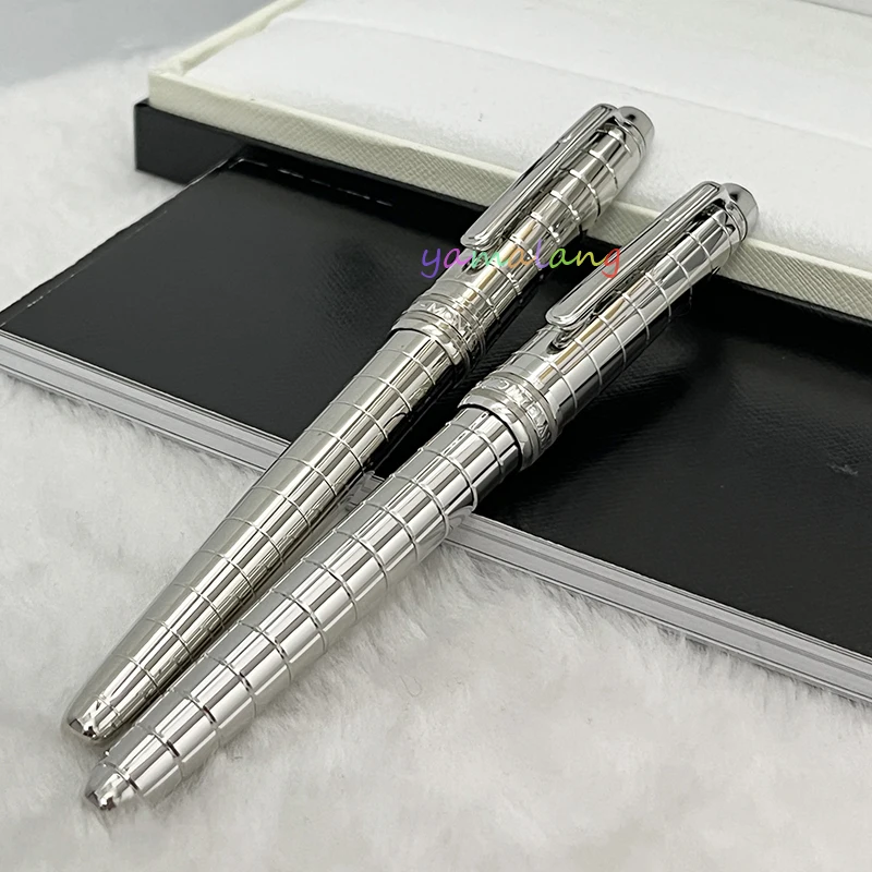 

YAMALANG Luxury 163 Fountain Rollerball Ballpoint Pen Silver Lattice Metal Stripe Stationery Office School With Series Number