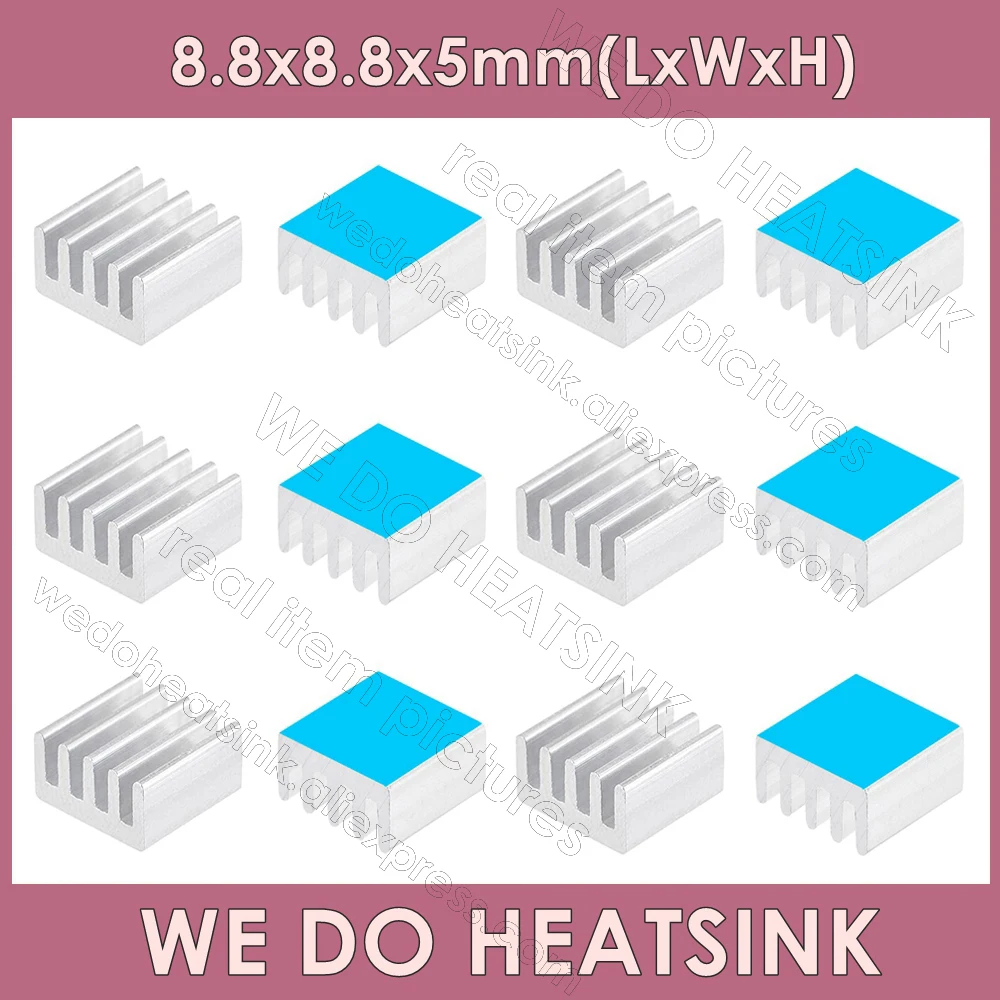 

WE DO HEATSINK 8.8x8.8x5mm Without or With Thermal Pad Silver Aluminum Heatsink for A4988 3D Printer Raspberry Pi IC