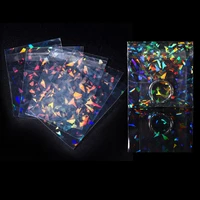 50pcslot transparent laser fragment self adhesive bag plastic pouch for jewelry retail display packaging flash holographic bag