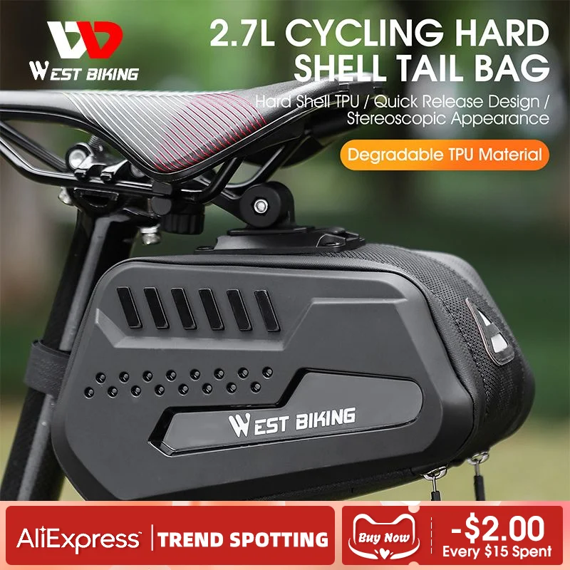 Saddle Bag 2.7l Hard Shell Waterproof Bike Rear Tail Bag Mtb Road Cycling Seatpost Bag Bicycle Accessories