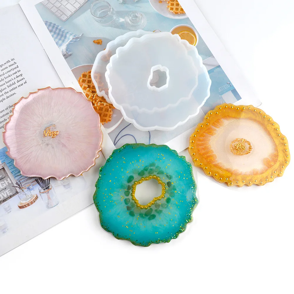 

Resin Coaster Molds Silicone Casting Mold for Resin Faux Agate Slices Cups Mats Home Decoration Polymorphus Epoxy Crysta Crafts