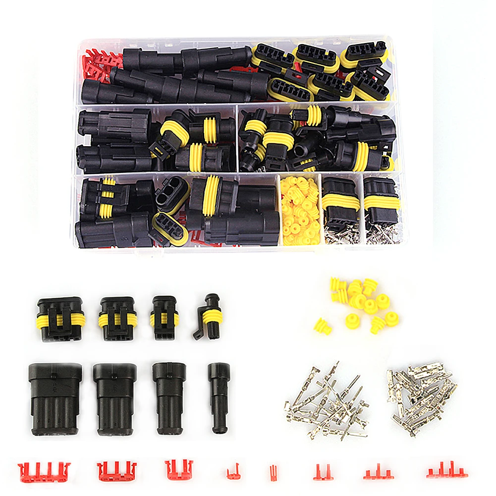 

352pcs HID Waterproof Connectors 1/2/3/4 Pin 26sets Car Electrical Electri Wire Connector Plug Truck Harness 300V 12A