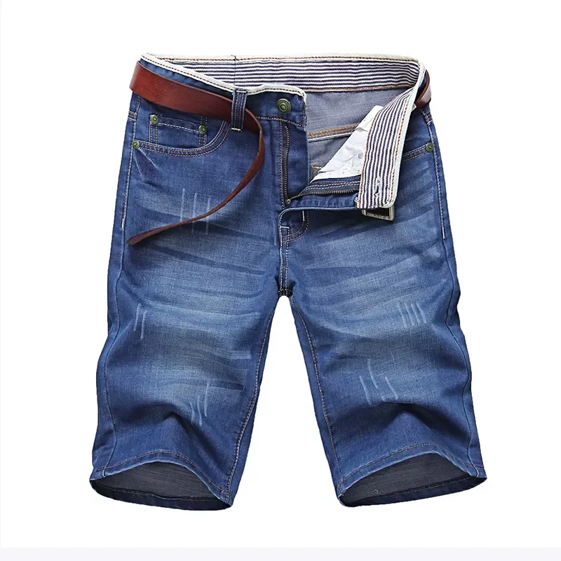 2022New Blue Denim Shorts Summer Thin Shorts Jeans Good Quality Men Cotton Straight Jeans Shorts Male Blue Casual Jeans Size 40