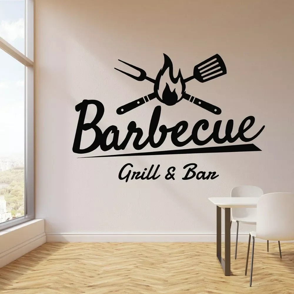 

NEW2023 Kitchen Vinyl Wall Decal Barbecue Cooking BBQ Food Meat Grill Bar Stickers Mural Outdoor Home Decoration P996