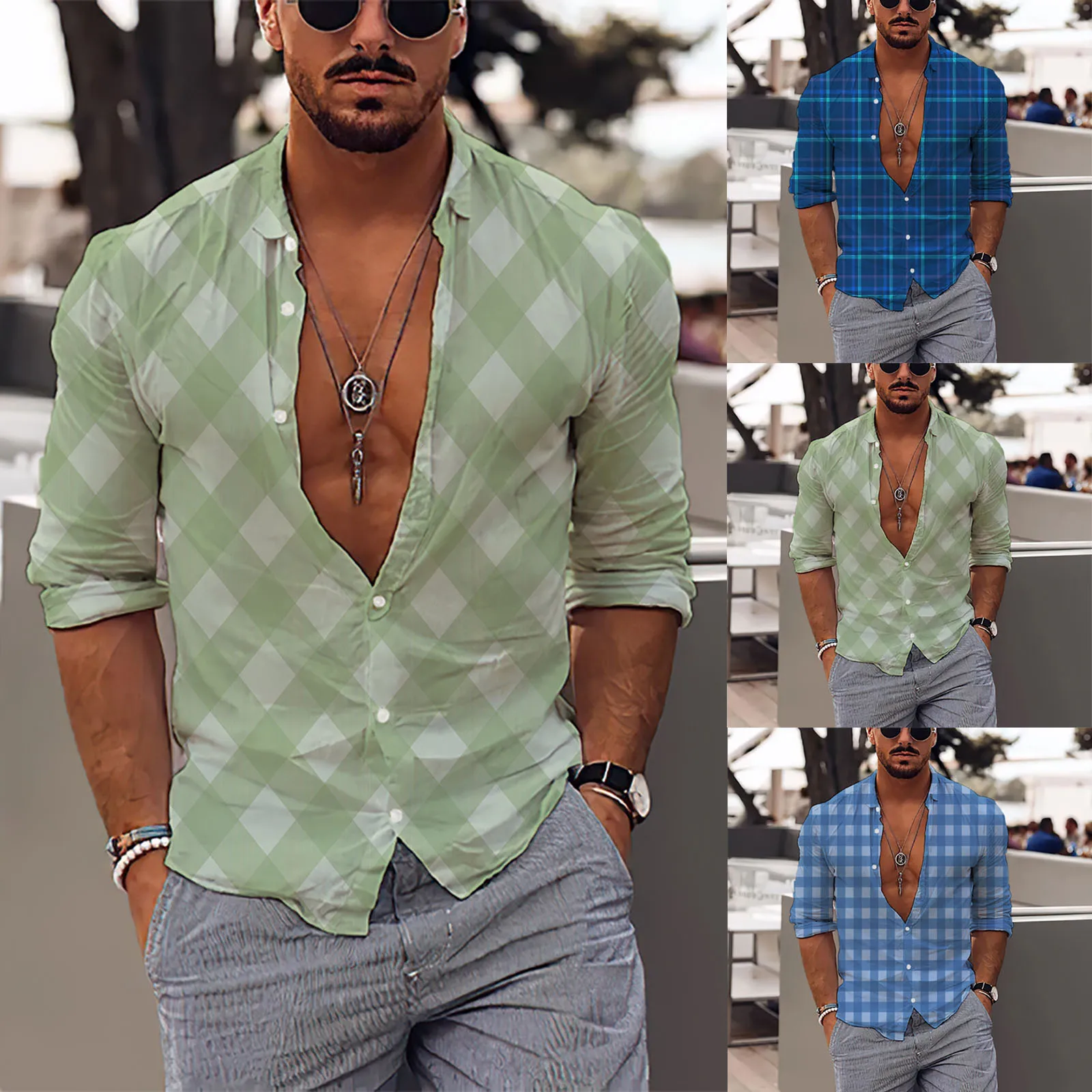 

Рубашка мужская с отложным воротником, Повседневная модная с коротким рукавом, на пуговицах, с 3D принтом, весна-лето