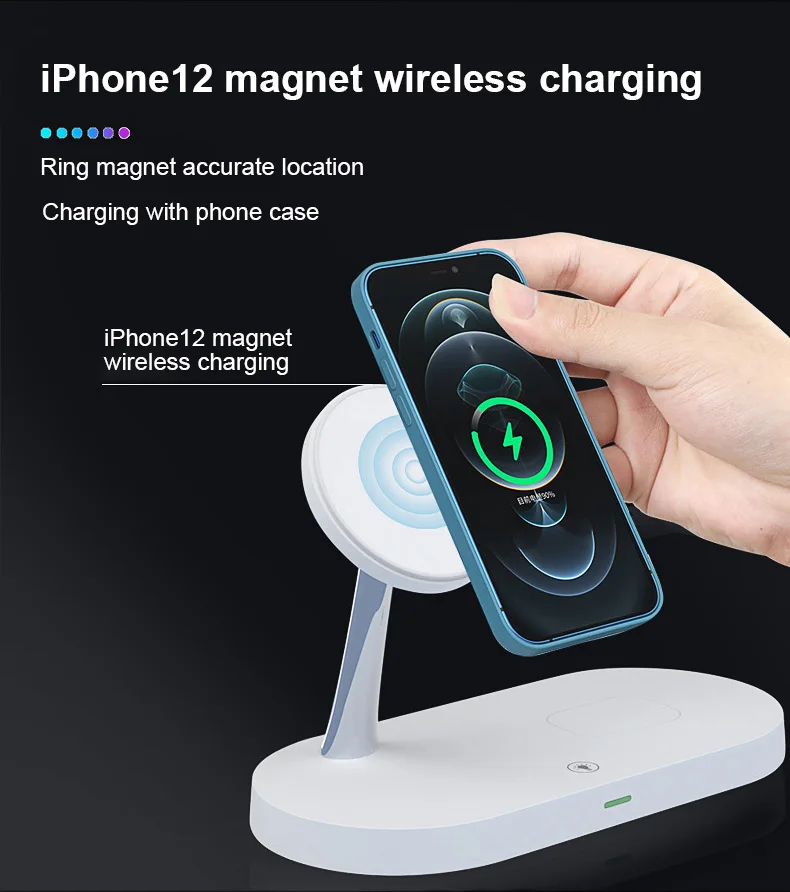 6097 3 in 1 magnetic wireless charger for iphone 13 12 pro max fast charging dock station for iwatch airpods induction charger free global shipping