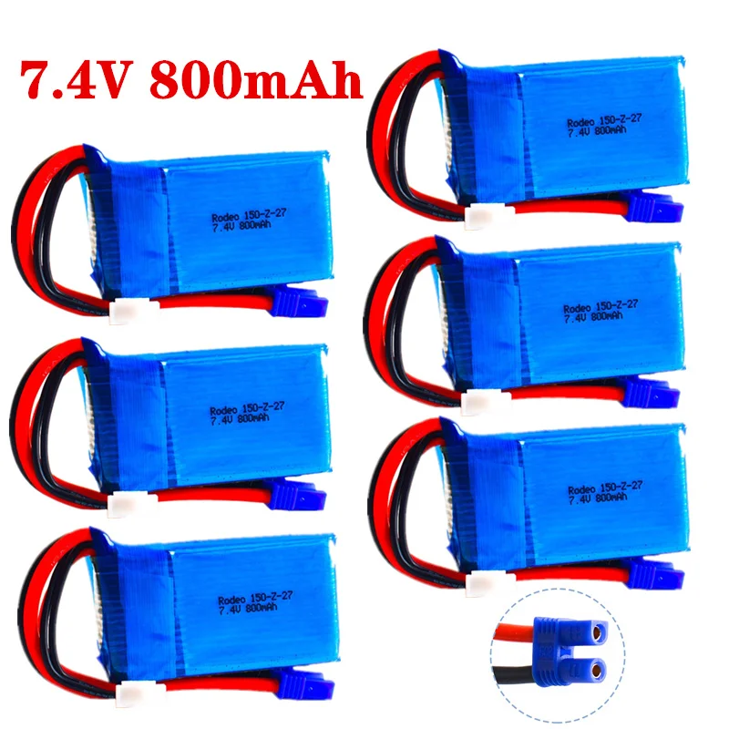 

2S 7.4V 800mAh 35C Lipo Battery For Walkera Rodeo 150 F150 RC RC Quadcopter Drone RC model With EC5 Plug 7.4V Battery