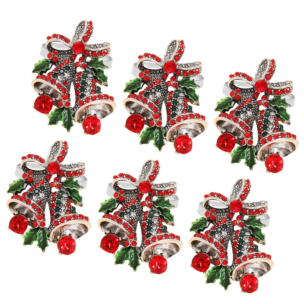 

6pcs Christmas Napkin Rings Bell Napkin Rings Xmas Dining Table Setting Decoration