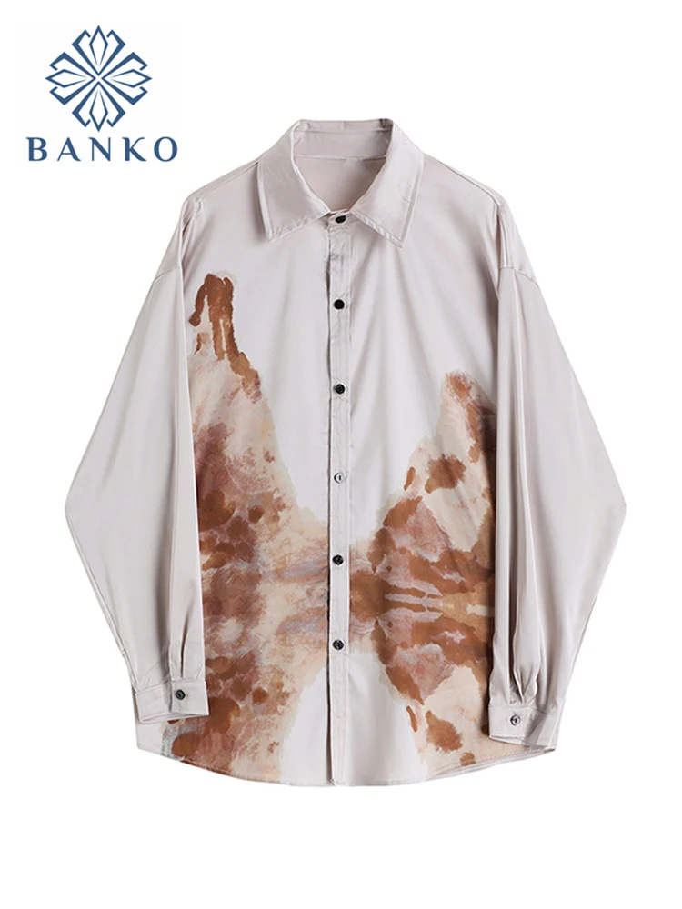 

2021 Spring Fashion Blouse Women Vintage Print Single Breasted Retro Streetwear Shirt Female Oversized Long Sleeve Ulzzang Tops