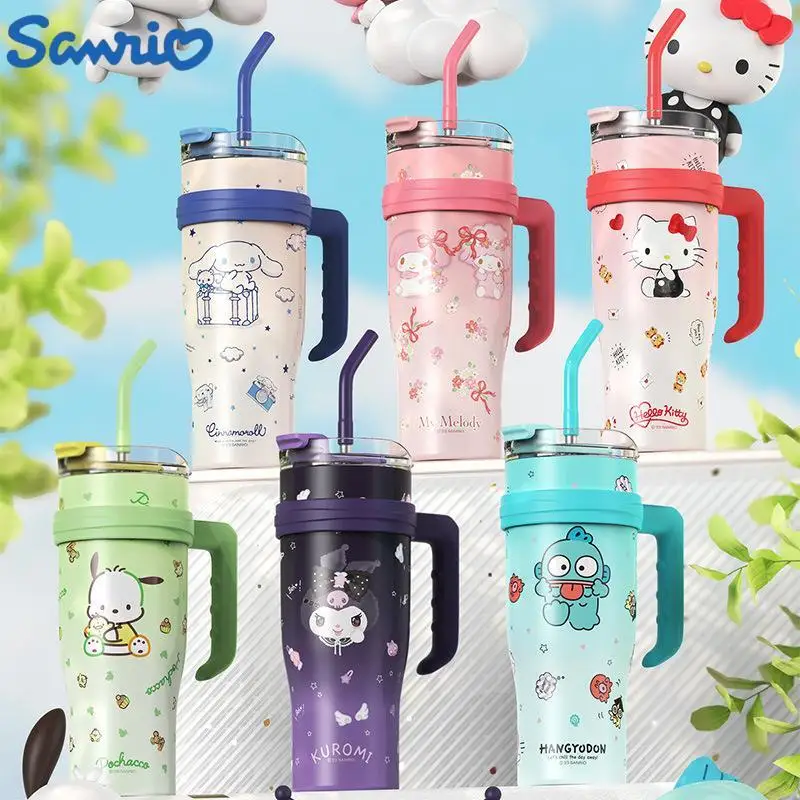 

1200ml Sanrio Hello Kitty Hangyodon Thermos Bottle New Sippy Water Cup Vacuum Flask Stainless Steel High Insulated Mug