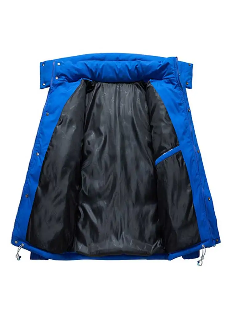 ZAFUL Men's Jacket Letter Printed Thicken Puffer Parkas Detachable Collar Padded Unisex Warm Jacket Mock Neck Fall Winter Coats