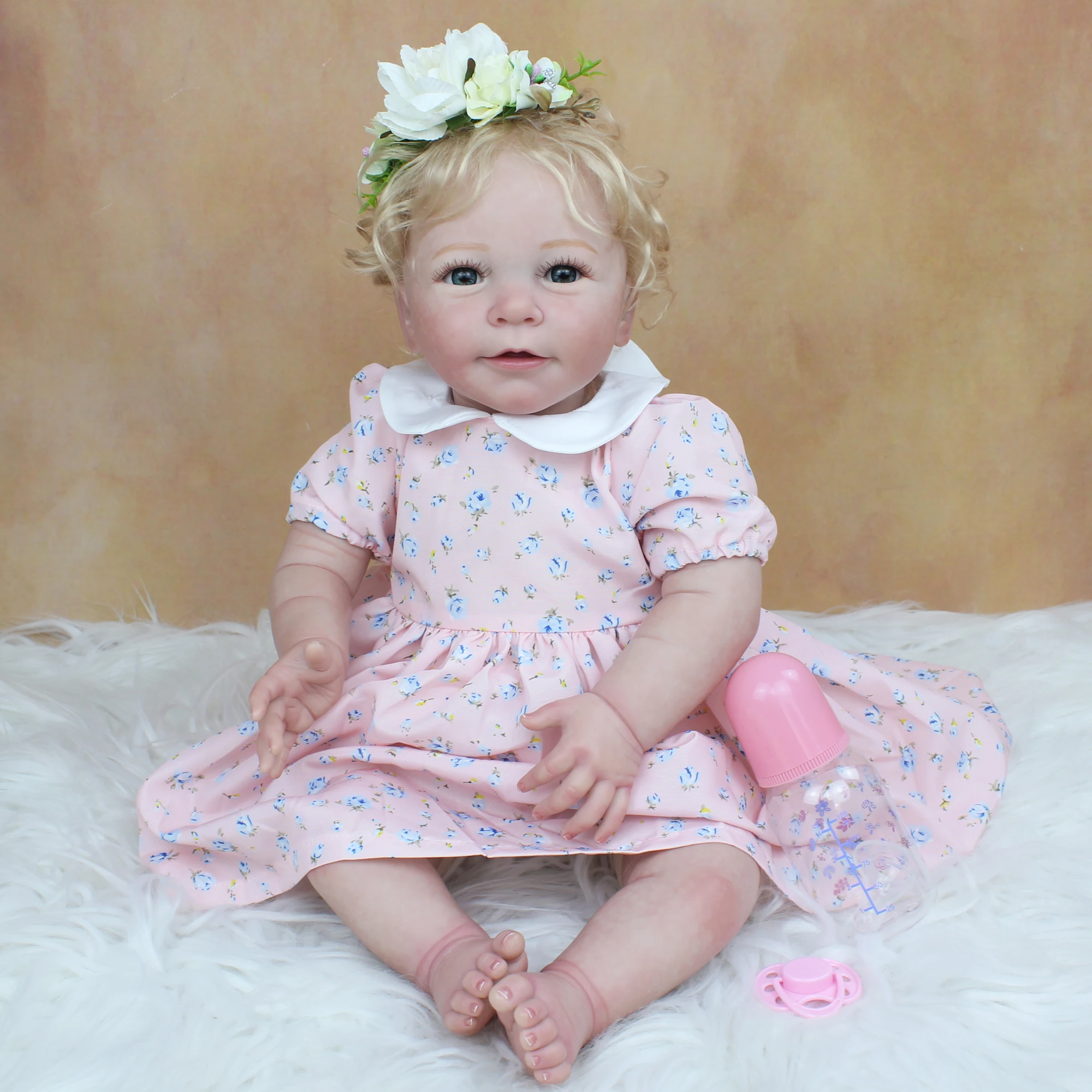 Мягкая силиконовая кукла реборн 55 см с 3d-рисунком готовая Кукла-младенец