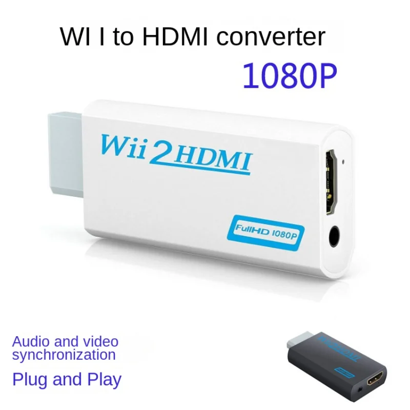 Full HD 1080P Wii to HDMI-compatible Converter Adapter Wii2HDMI-compatible Converter 3.5mm Audio for PC HDTV Monitor Display