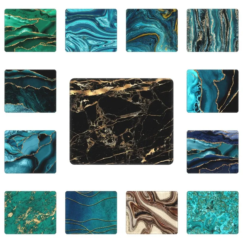 

Black Marble Gold Veins Mouse Pad With Locking Edge Gaming Mousepad Anti-Slip Rubber Base Modern Geometric Office Laptop Mat