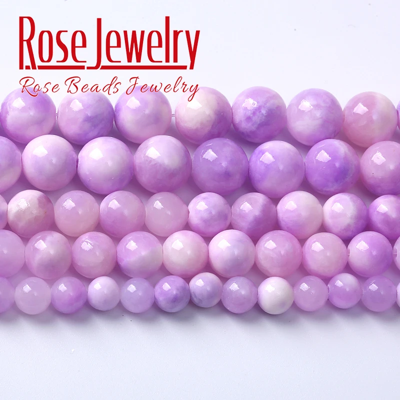 

Natural Dream Lace Purple Jades Stone Beads For Jewelry Making Round Loose Spacers Beads Diy Bracelets Necklaces 6 8 10 12mm 15"