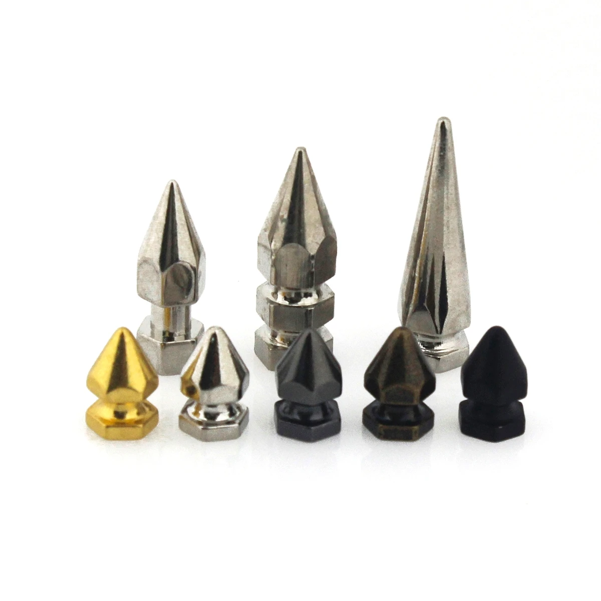 

10pcs Solid Metal Screwback Cone Studs Bullet Spikes Punk Rivets for Leather Craft Bag Garmet Shoes Decor Pet Collar Anti-bite