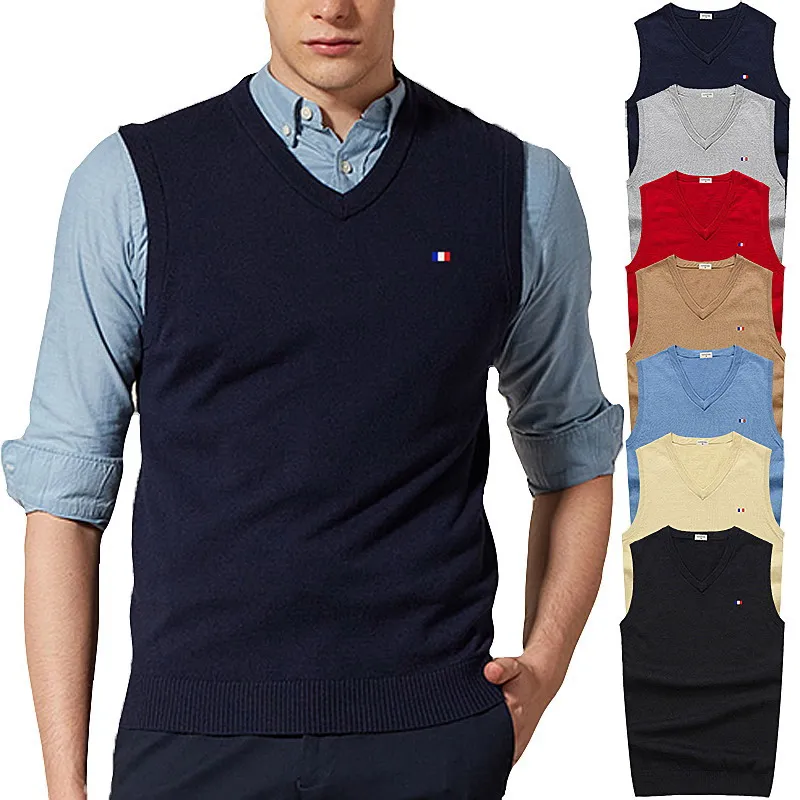 

Men's Vest Sweater Casual Style 100% Cotton Knitted Business Sleeveless Vest 3XL Gray Black Blue Light Blue 8501