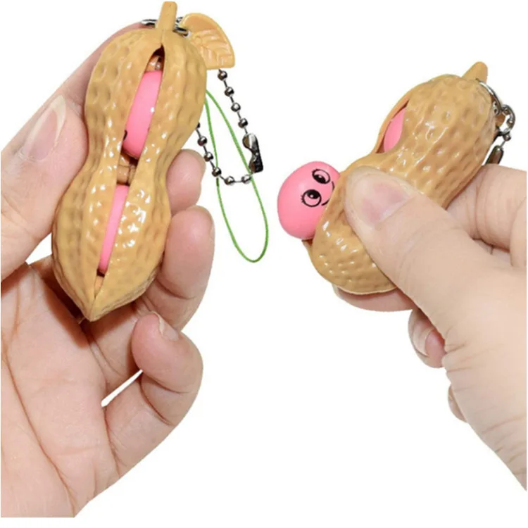 

New Unlimited Pinch Squeeze Peanut Meat Soybean Squeeze Decompress Relieve Boredom and Vent Small Keychain Stress Fidget Toys