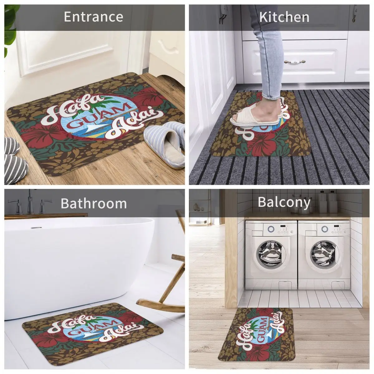 Guam Flower Hafa Adai 40x60cm Carpet Polyester Floor Mats Personalized Durable Carpets