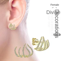 2022 new gold claw shaped zircon earrings fashion punk micro set diamond stud earrings high quality jewelry women accessories