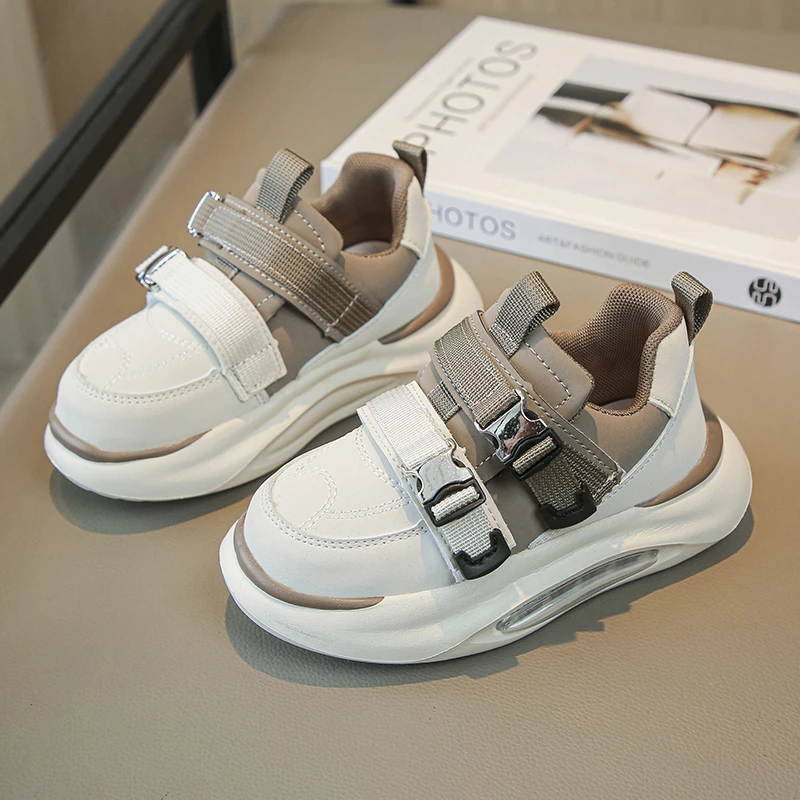 

Childern Non-slip Chunky Sneakers Toddler Girls Boys Lace-up Casual Sport Shoes Kids Leather Tennis 6-16Y Footwear Spring Autumn
