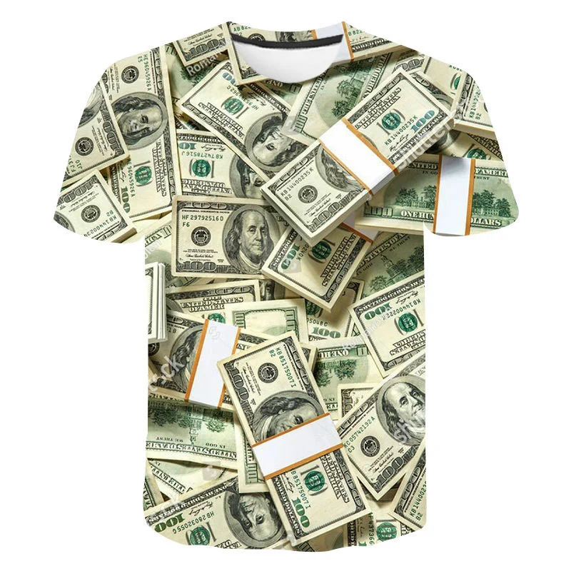 

2023 Summer USD Dollar Bills Money 3D Printed T Shirts Casual Boy Girl Kids Fashion Streetwear Men Women Children Tops