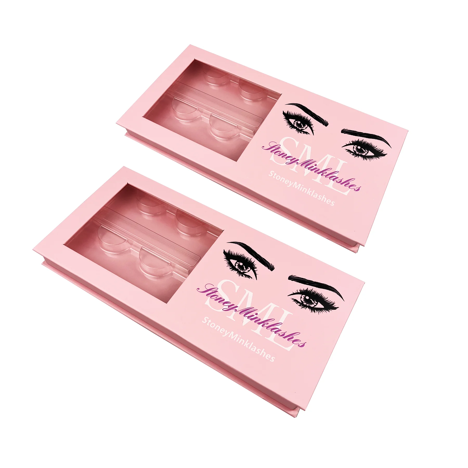FOXYFOX  4 Pairs Pink Lash Books Case Packaging For False Eyelashes Custom Empty  25mm Eyelash Packaging Case