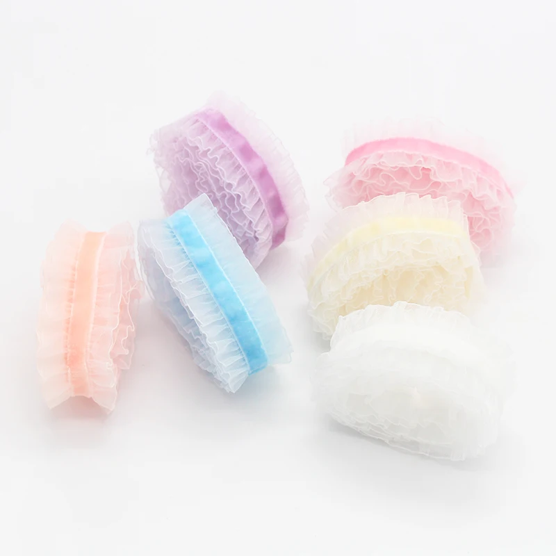 Ленты из органзы Lucia Crafts, эластичные кружевные ленты 2/6 ярдов/партия 25 мм, отделка, шитье, бант для волос, свадебный подарок, материалы ручной работы P0207