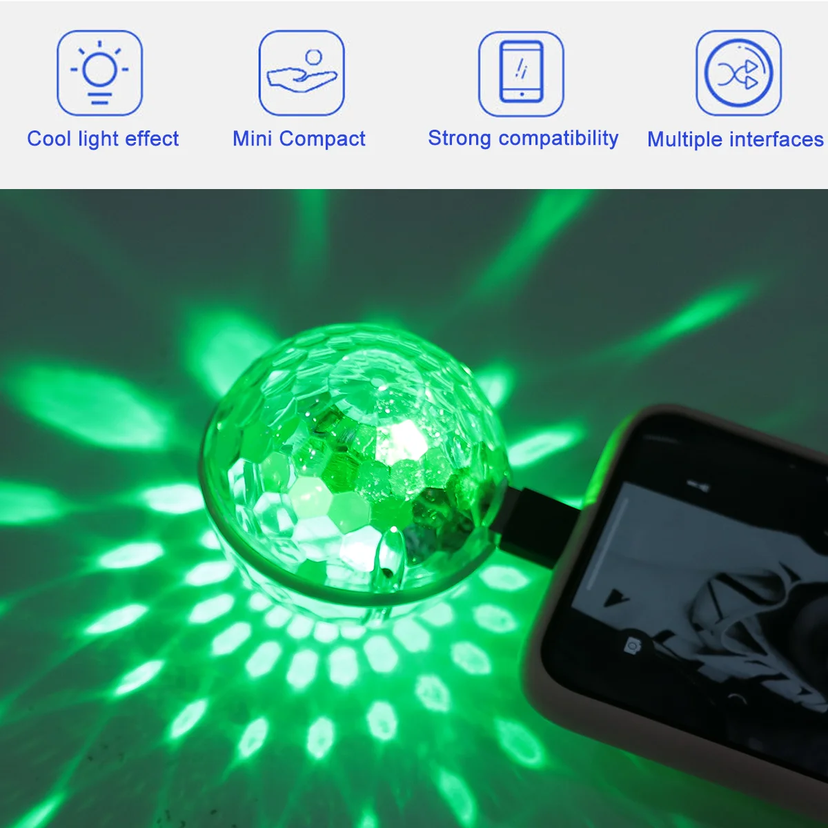 

Светодиодные мини-фонари для сцены, подходящие для мобильных телефонов, цветной Ретро Декор, питание от USB, светильник-стробоскоп для мотоцикла