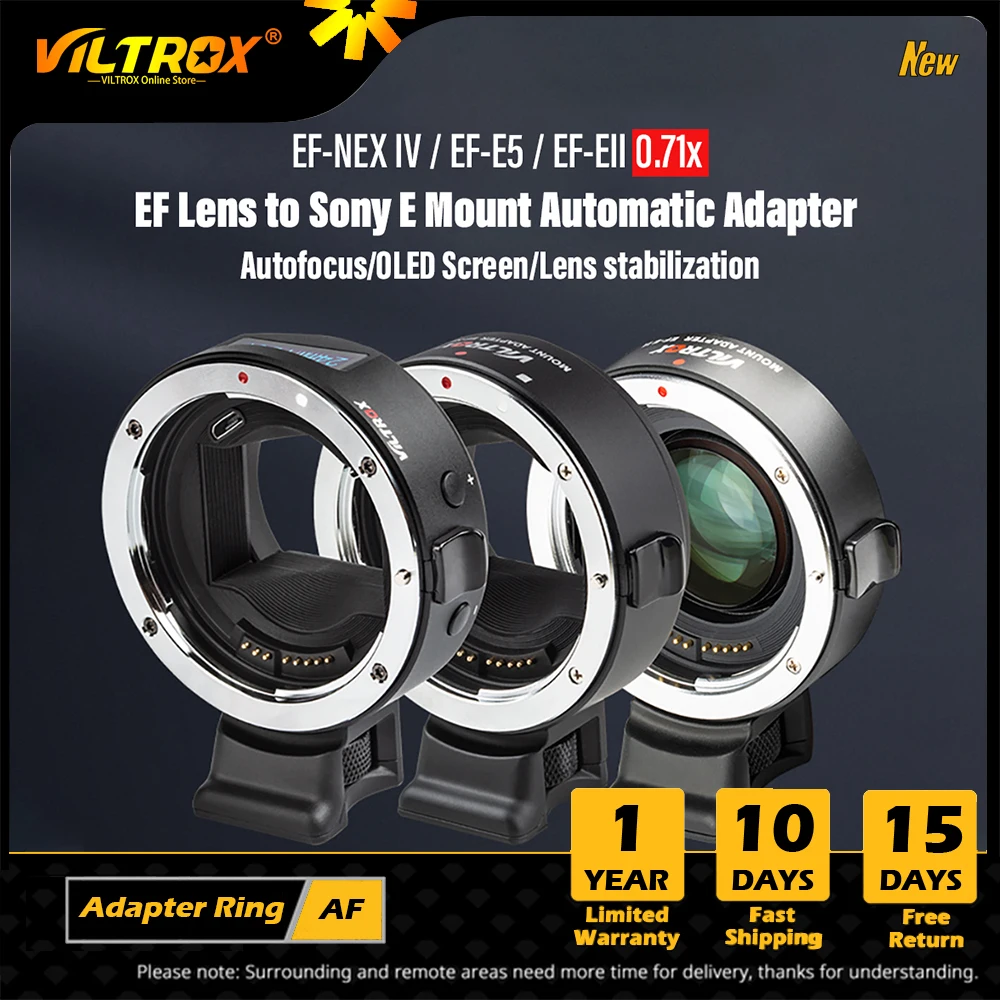 Адаптер кольца объектива Viltrox EF - E5 для Sony E с автофокусом и увеличением скорости Full Frame 0.71x для Canon на A1 A7C A7R IV A7II A6400.