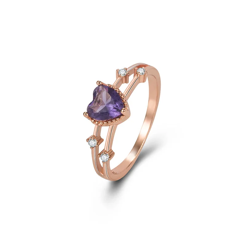 

Solid14K Rose Gold Ring for Women Anillos De Wedding Bands 14K Rose Gold Origin Amethyst Gemstone Jewelry Ring Females Bizuteria