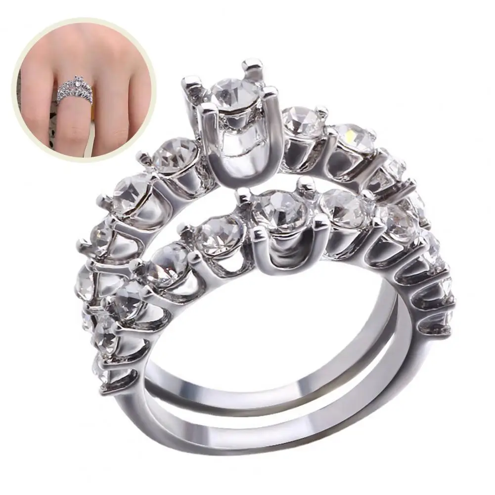 

2Pcs Electroplating Anti-fade Decoration Women Heart-shaped Engagement Rings Wedding Band Engagement Rings for Dating