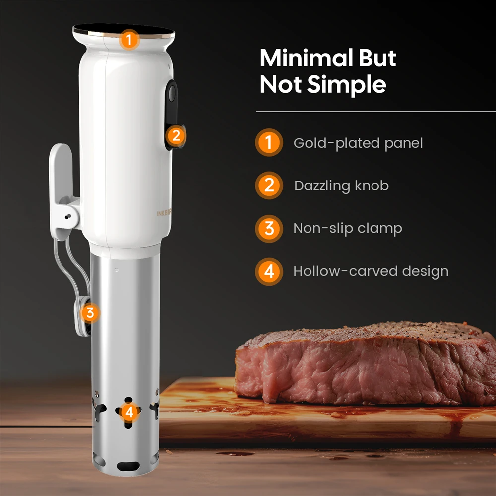 Фото INKBIRD ISV-101W WiFi Sous Vide Плита Точная 0,1 ° Управление C, 3D-нагрев, сигнализация мониторинга и приготовления пищи приложений №2
