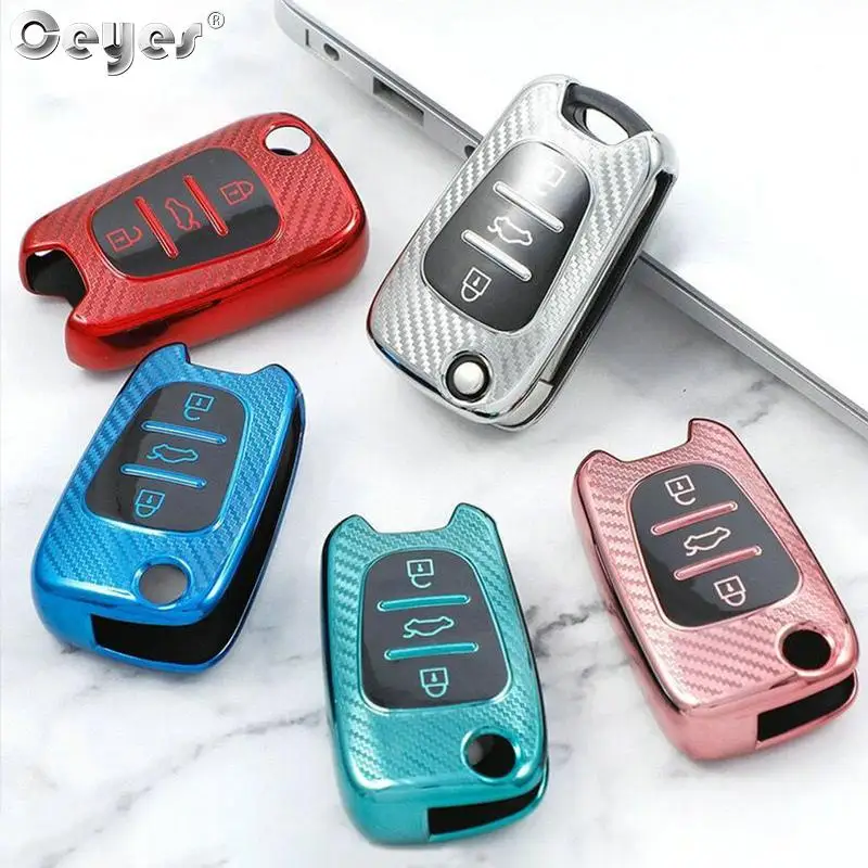 

Carbon fiber TPU Car Key Case For hyundai i20 i30 ix20 ix35 Accent For Kia Sportage Rio 3 Soul Optima Ceed Pro K5 K2 Key Cover