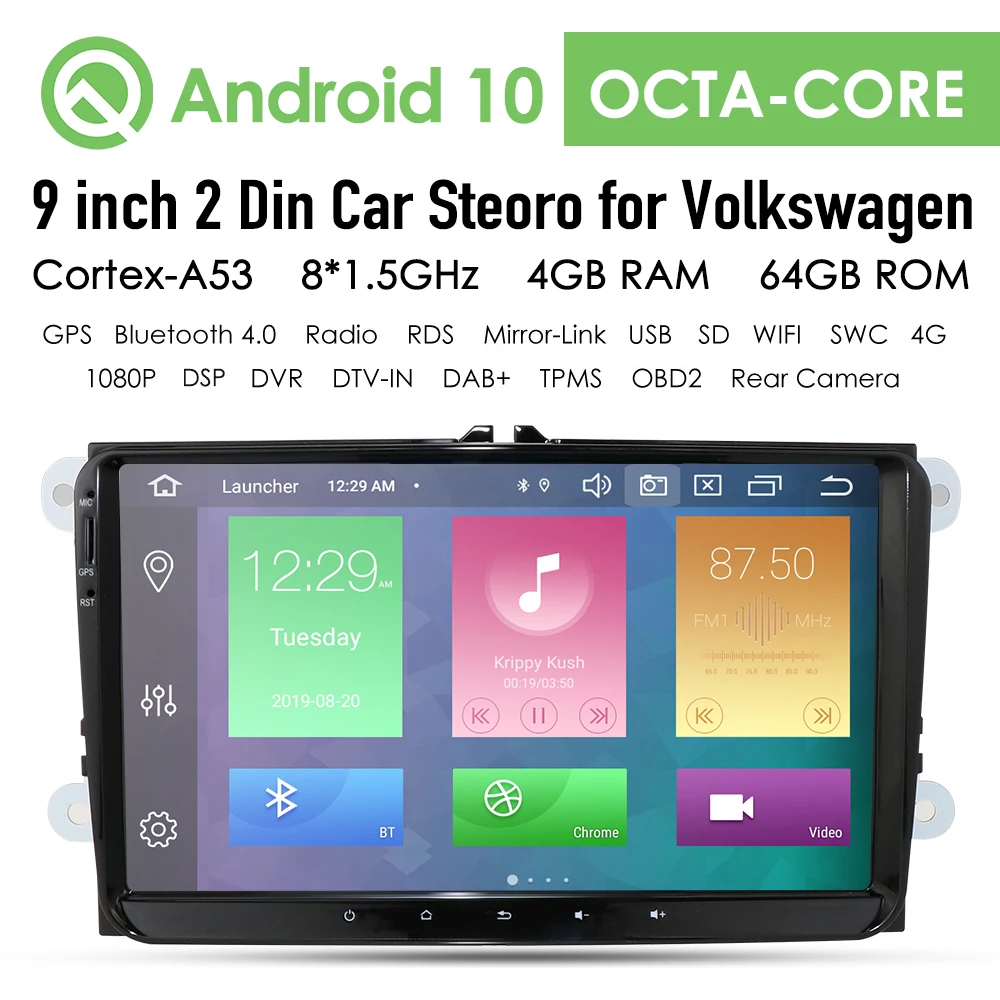 

Автомагнитола 2 Din, мультимедийный плеер на Android, с 9 "экраном, GPS, Wi-Fi, для VW Skoda Octavia, Golf 5, 6, Polo, Touran, Passat B6, CC, Jetta, Tiguan