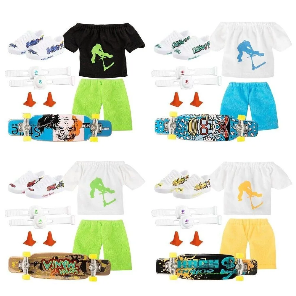 

Наколенники для скейтборда, мини-юбка, маленький палец, скейтборд с брюками и обувью, набор одежды