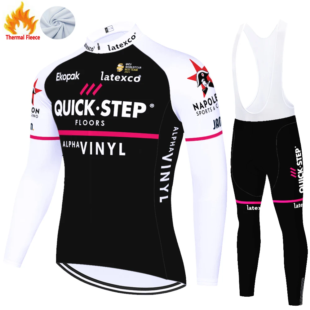 Team QUICK STEP 2022 Велоспорт Джерси зимние термальные флисовые велосипедные длинные