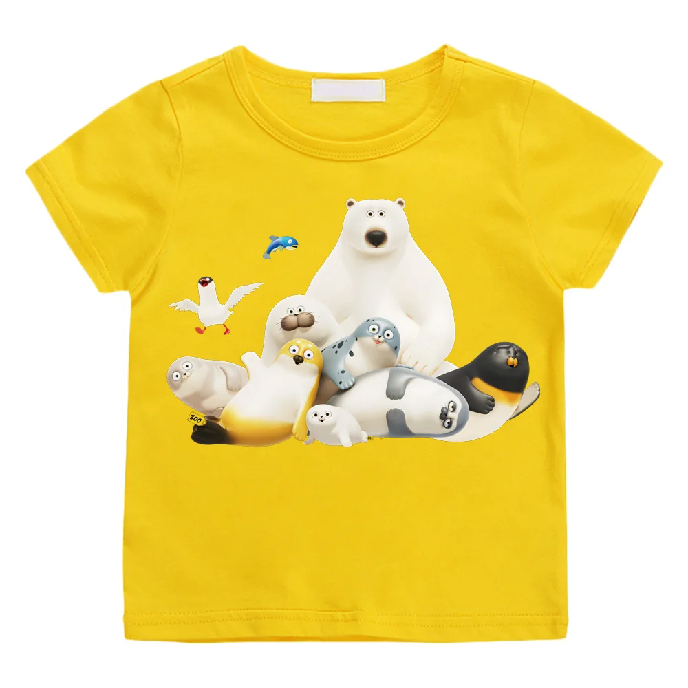 Фото Футболки SEALOOK SHOP с мультяшным принтом, милая футболка из 100% хлопка, детская футболка с круглым вырезом и рисунком для мальчиков и девочек, кавайная футболка №2