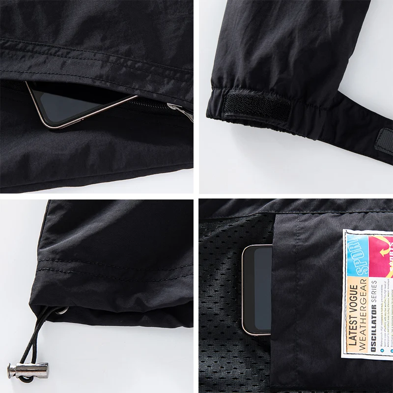 Men's Water Resistance Jackets Lightweight Windbreaker Hooded Coats Spring Autumn Windproof Hiking Camping Jackets Male