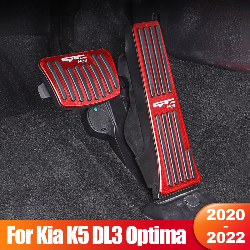 

For Kia K5 DL3 Optima 2020 2021 2022 Aluminum Car Foot Fuel Accelerator Brake Pedals Cover Non-slip Pads Interior Accessories