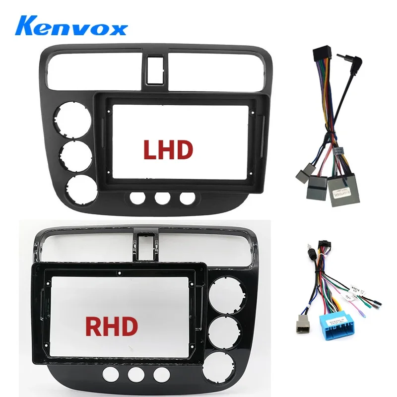 Kenvox 9-дюймовая автомобильная аудиорадиосистема Android Fascia для Honda Civic 2000-2006 2din DVD
