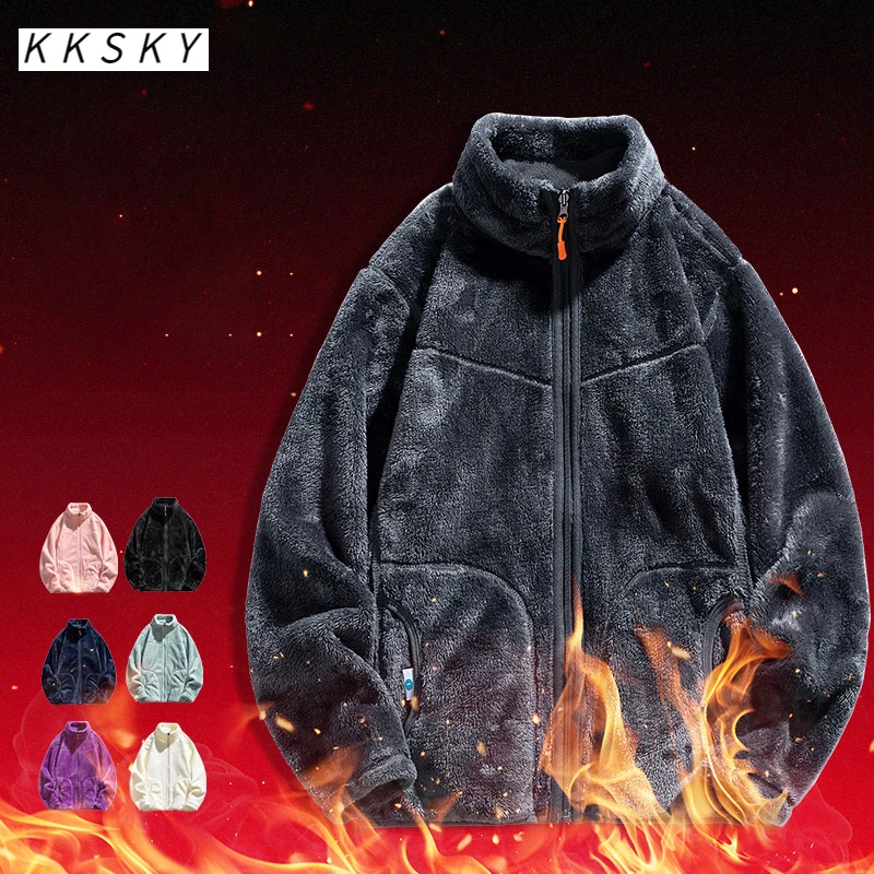 KKSKY Men's/women's Jacket Clothing Winter Double-sided Cashmere Fleece Zipper Male Coat Warm Thick Polyester Man Jackets L-5XL