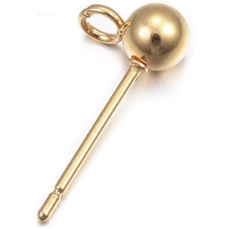 

100 шт., круглые серьги-гвоздики из нержавеющей стали