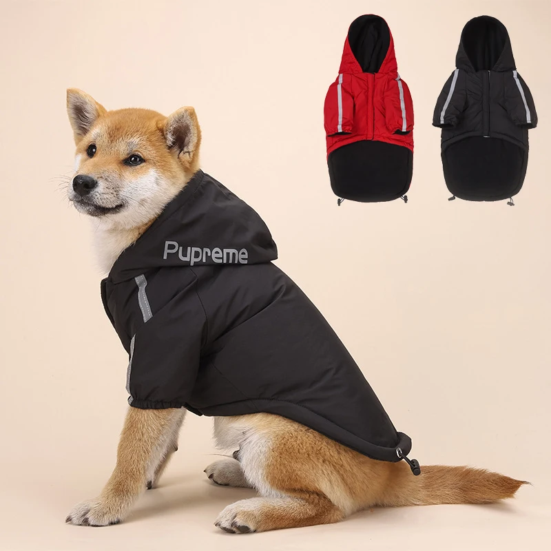 

Утолщенная штурмовая куртка для домашних питомцев, собаки, искусственное хлопковое пальто с отражающими полосками