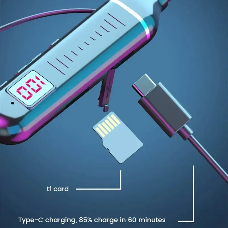 TWS Wireless Earphones Bluetooth 5.3 Neckband Headphones Gaming LED Display HIFI Headset Sports Earbuds