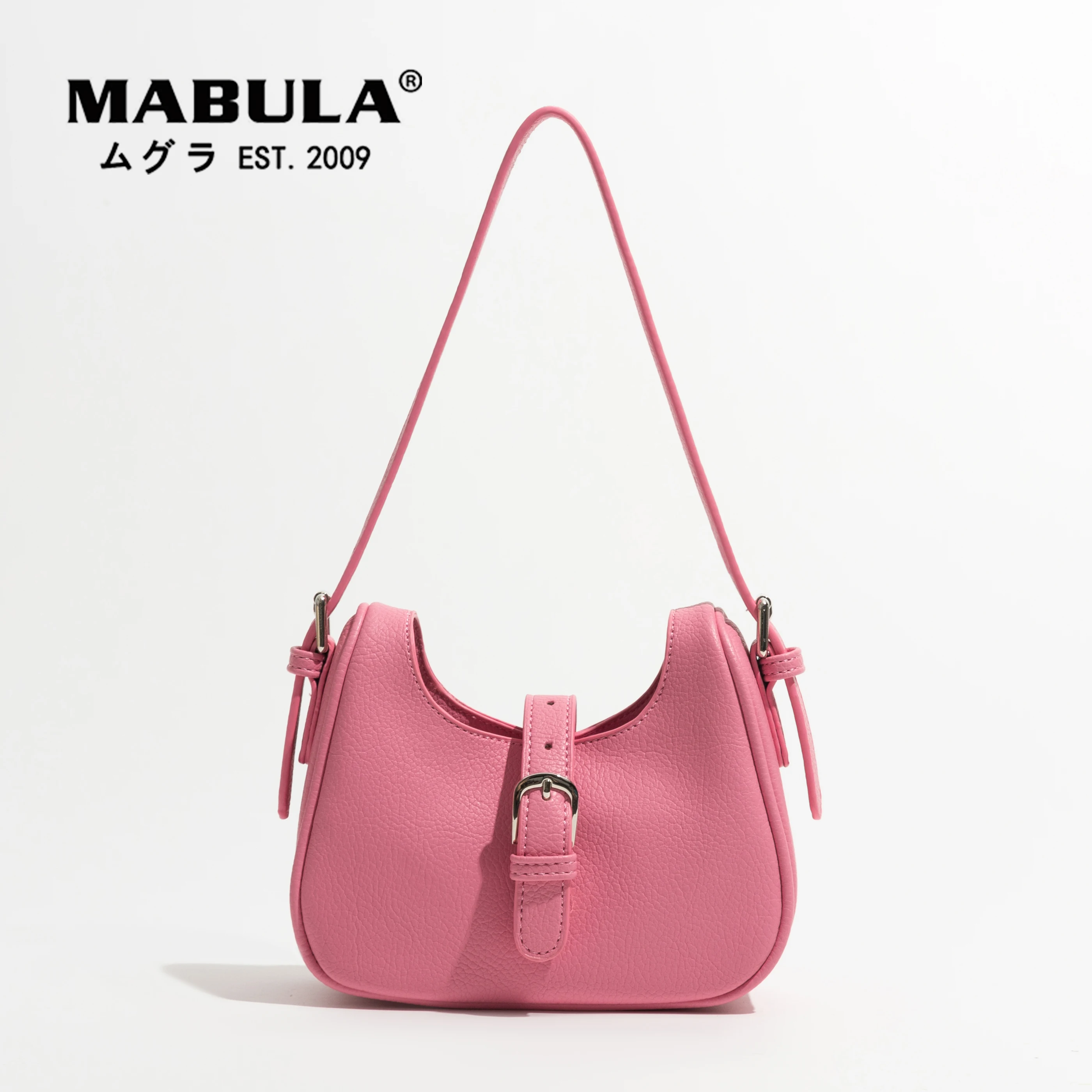 

MABULA Pink Women Hobo Shoulder Purse 2022 Brand Saddle Vegan Leather Crossbody Bag Fashion Tote Satchel Underarm Handbag