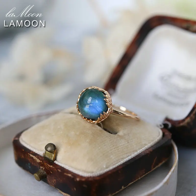 

GULUCA Gemstone Ring For Women Misty Forest Natural Labradorite Malachite Rings 925 Sterling Gold Vermeil Jewelry Big Carat Ring