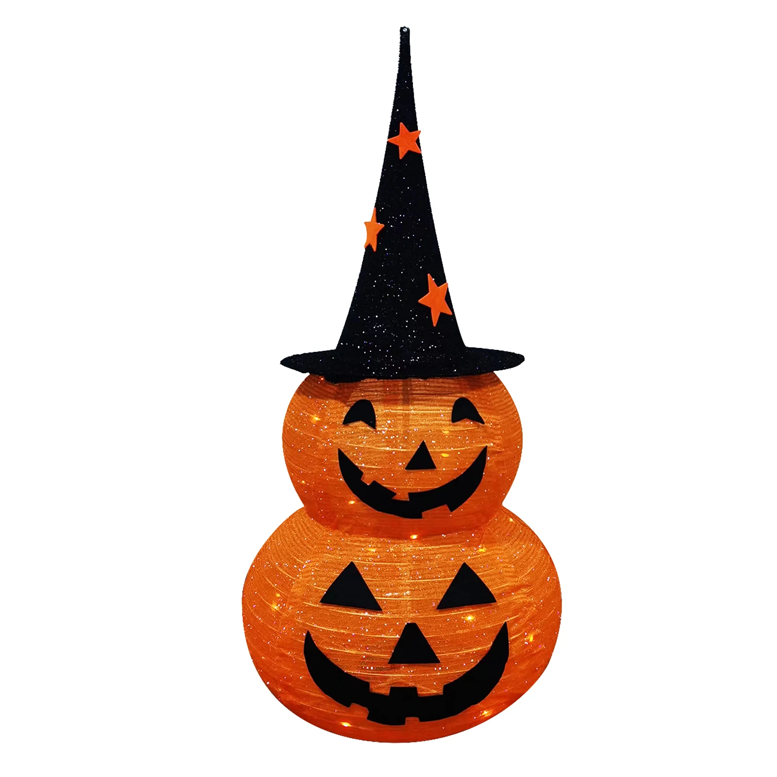 

Halloween Pumpkin Lamp Decoration Folding Cloth Glowing Pumpkin Shaped Telescopic Cloth Pumpkin Halloween String Light Ornament