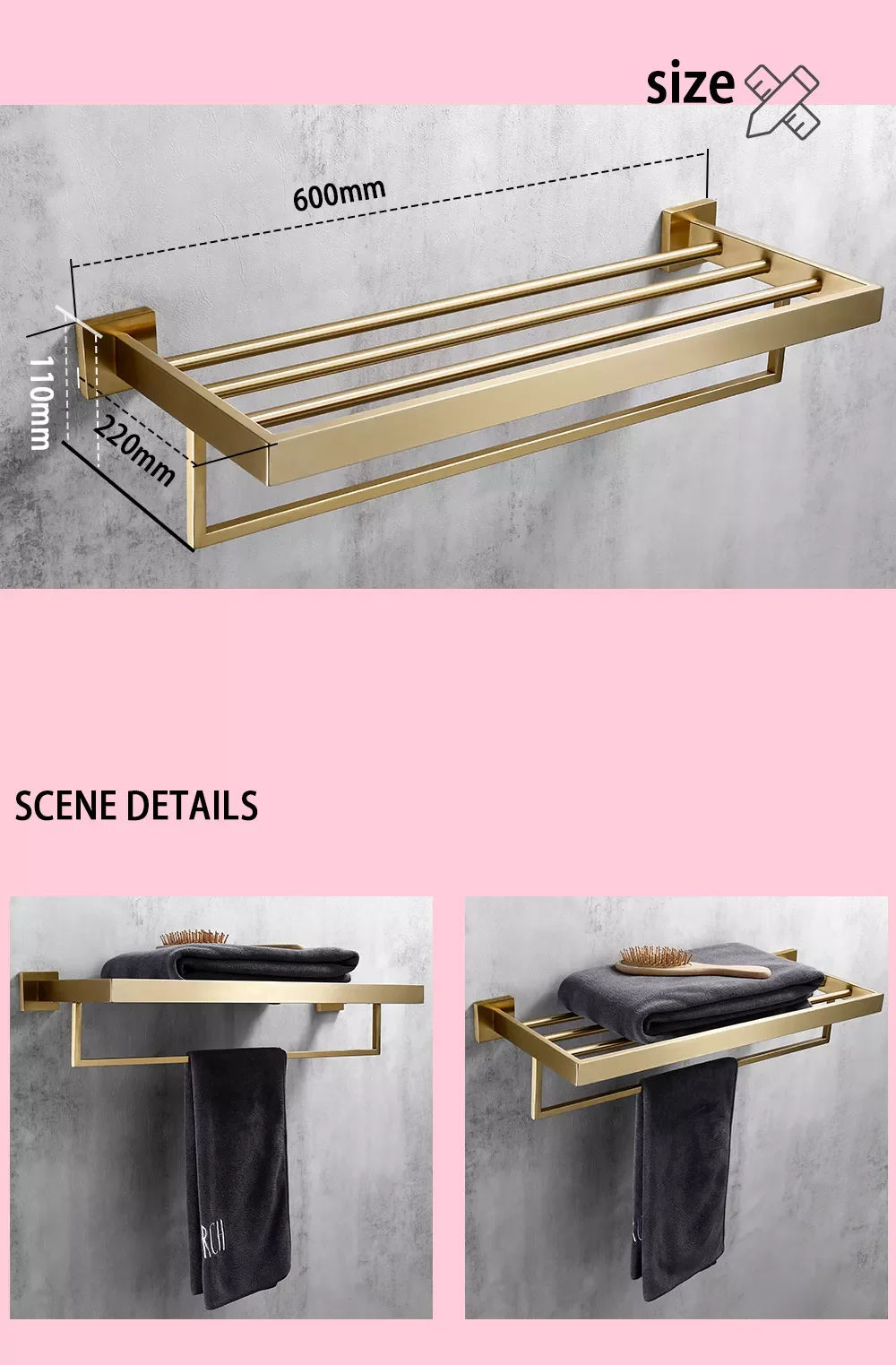 

Набор аксессуаров для ванной комнаты из матового золота, настенный держатель для рулона туалетной бумаги, вешалка для полотенец, вешалка дл...