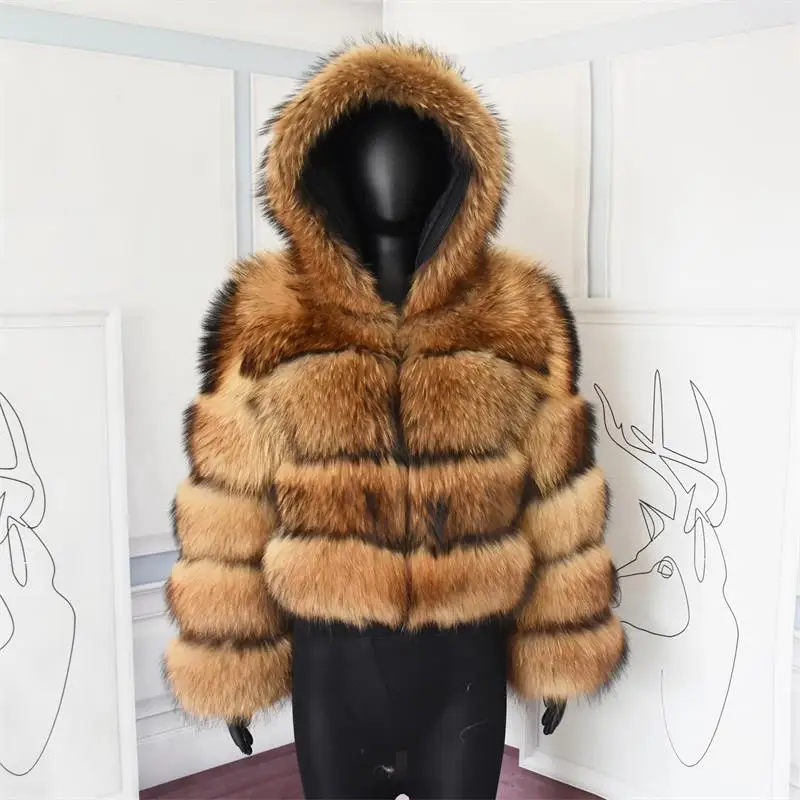 Winter Women Real Natural Raccoon Silver Fox Fur Short Detachable Sleeve Coat Vest Free Shipping